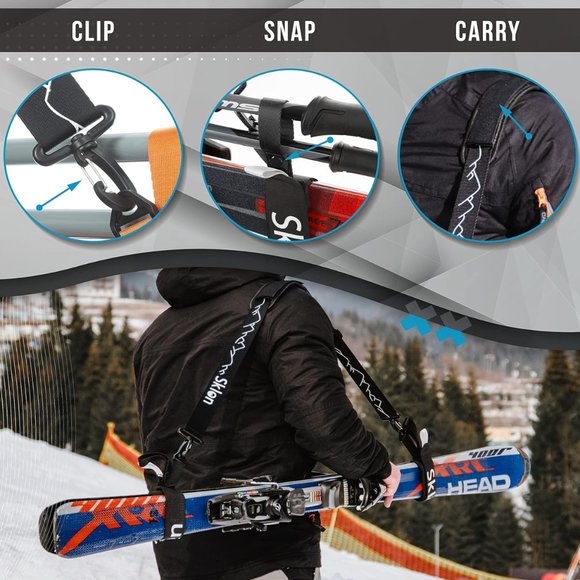 Ski Strap and Pole Carrier with Cushioned Sling - Picture 4 of 5
